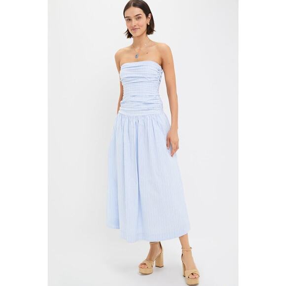 Line & Dot Dresses & Skirts - LINE & DOT White and Blue Darra Midi Dress Size XS NWT Retail $182 Tuckernuck
